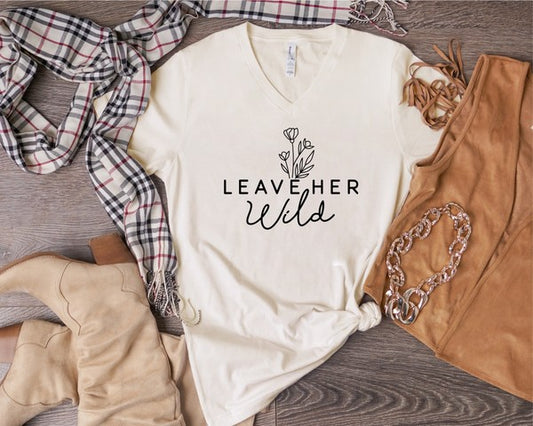 Plus V-Neck Leave Her Wild Graphic Tee