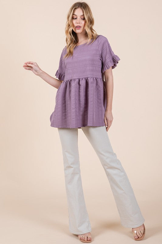 Ruffle Sleeve Babydoll Tunic Blouse