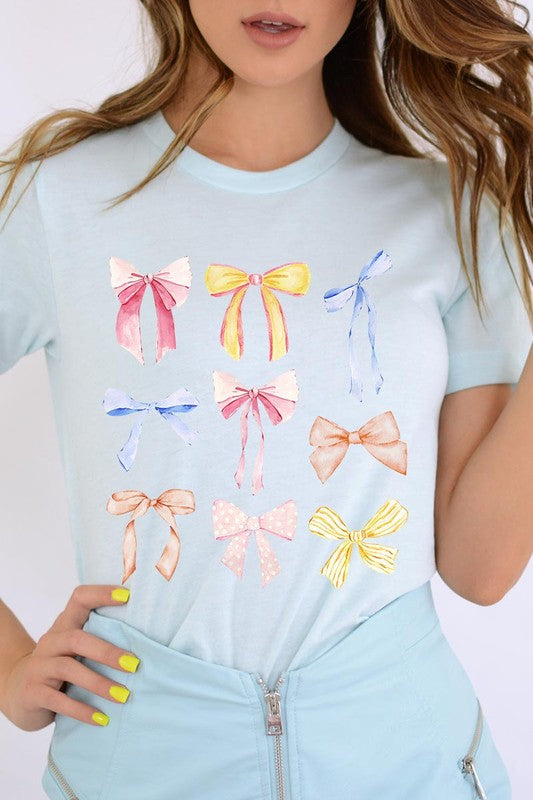 Bow Ribbon Collage Girly Graphic T Shirt