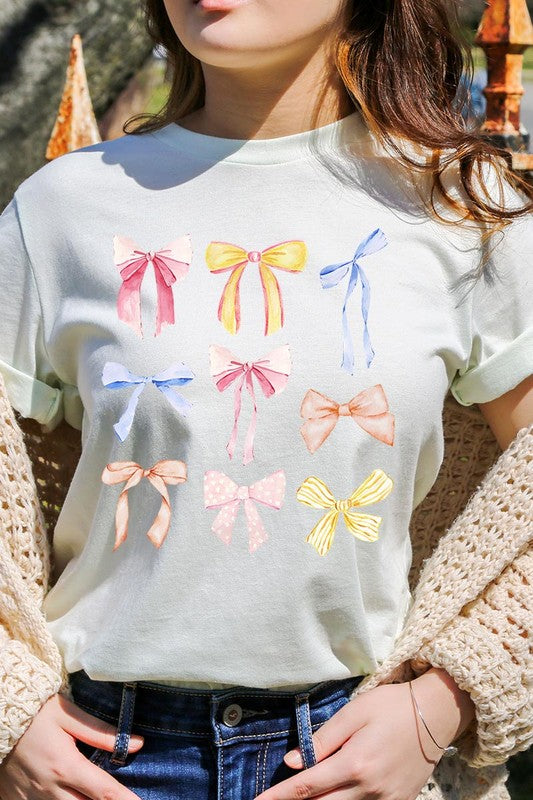 Bow Ribbon Collage Girly Graphic T Shirt