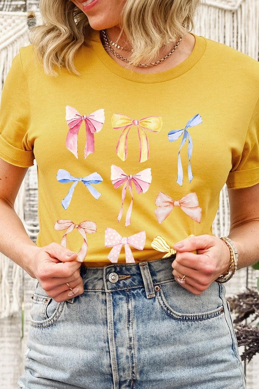 Bow Ribbon Collage Girly Graphic T Shirt