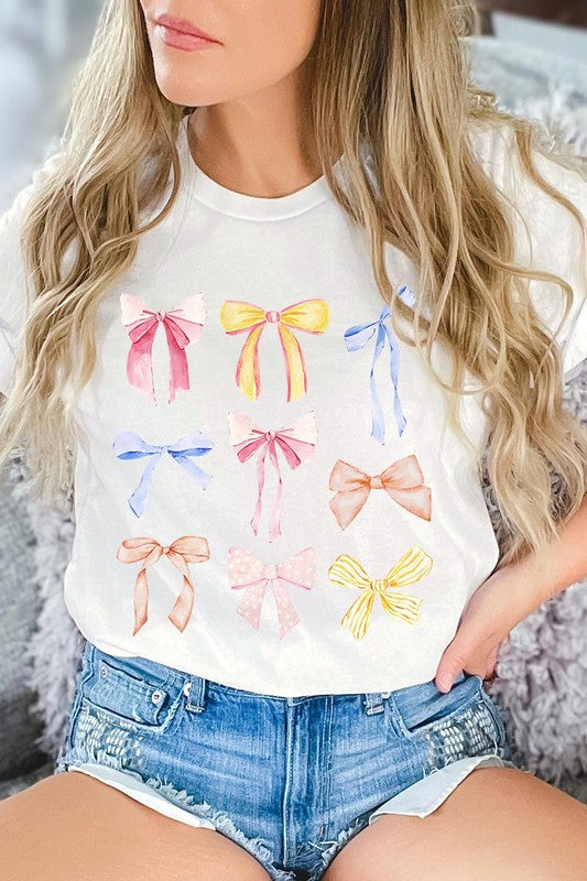 Bow Ribbon Collage Girly Graphic T Shirt