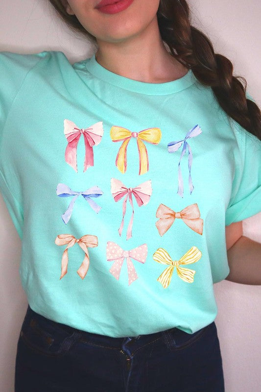 Bow Ribbon Collage Girly Graphic T Shirt