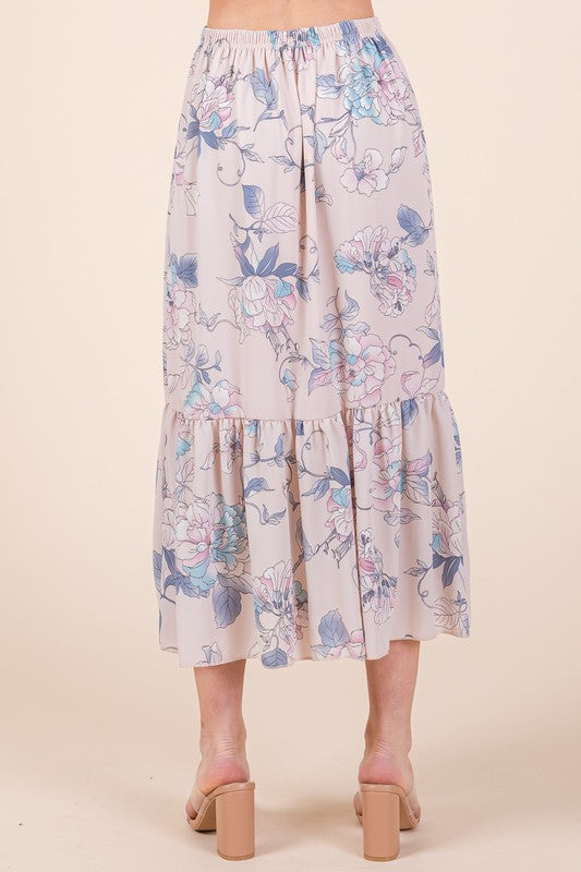 Floral Ruffle Hem Maxi Skirt