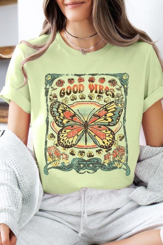 Butterfly Good Vibes Graphic T Shirt