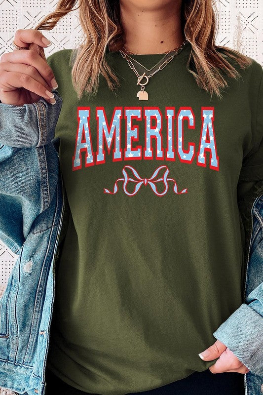 America Ribbon Graphic T Shirt