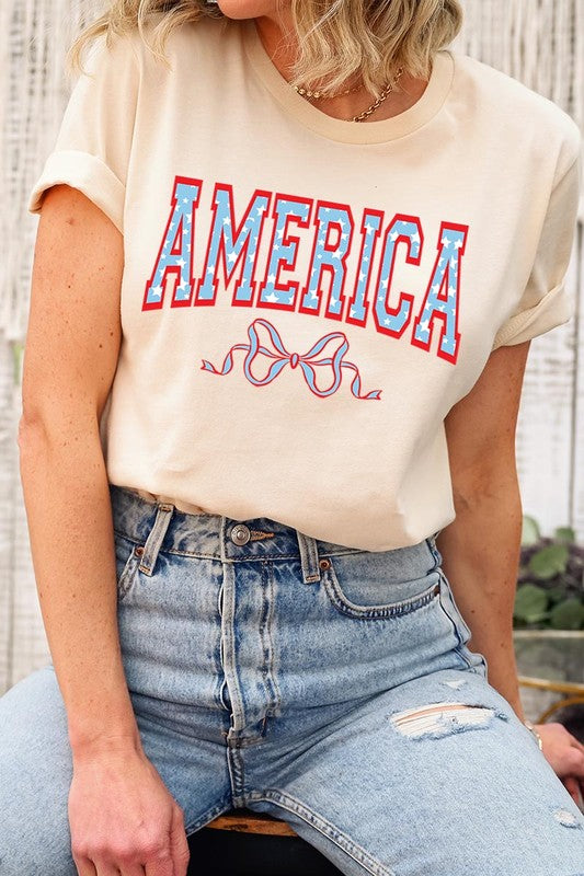 America Ribbon Graphic T Shirt