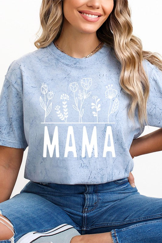 Mama Floral Top Color Burst Tee