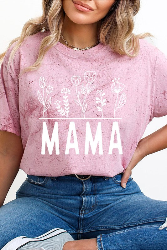 Mama Floral Top Color Burst Tee