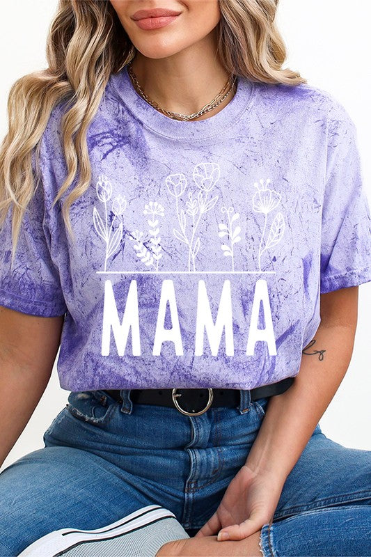 Mama Floral Top Color Burst Tee