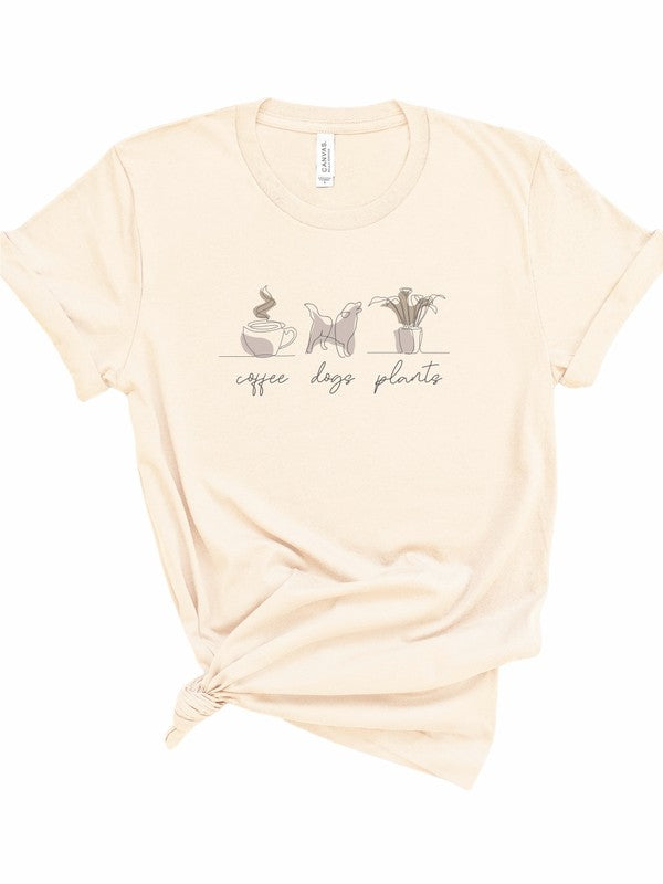 Coffee Dogs Plants Graphic Tee