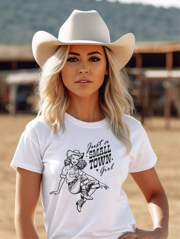 Plus Just A Small Town Girl Cowgirl Graphic Tee