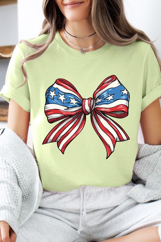 Coquette American Flag Bow Graphic T Shirt