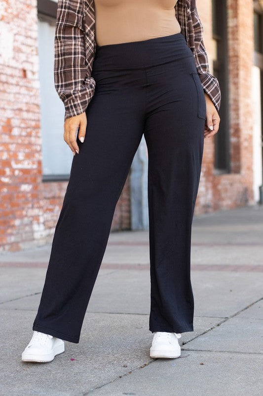 Black Wide Leg Leggings with Pockets