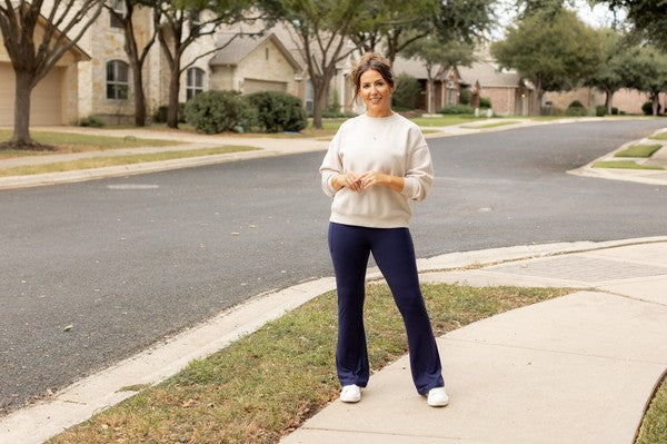 Navy Bootcut Leggings with Pockets