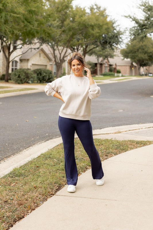 Navy Bootcut Leggings with Pockets