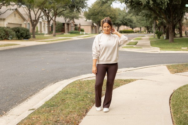 Brown Bootcut Leggings with Pockets