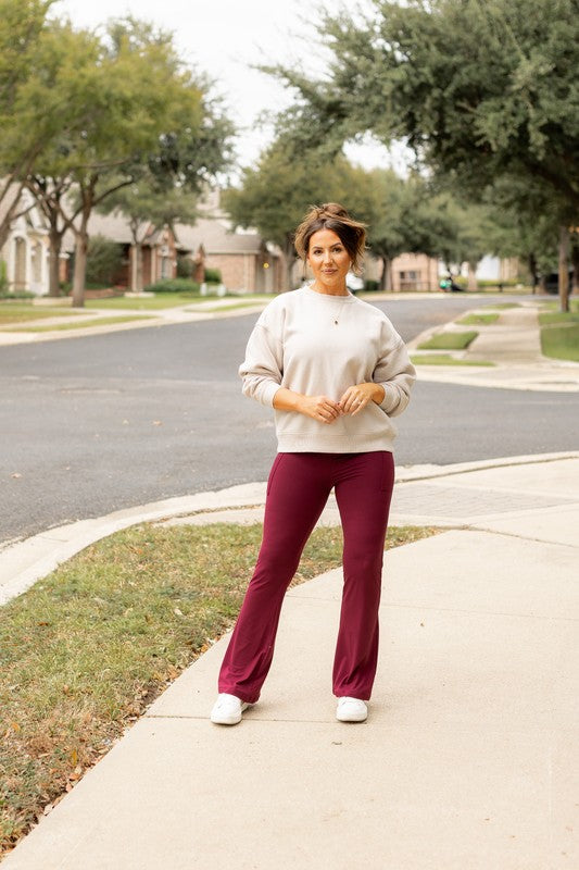 Maroon Bootcut Leggings with Pockets