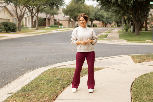 Maroon Bootcut Leggings with Pockets