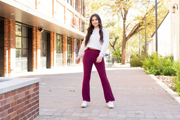 Maroon Bootcut Leggings with Pockets