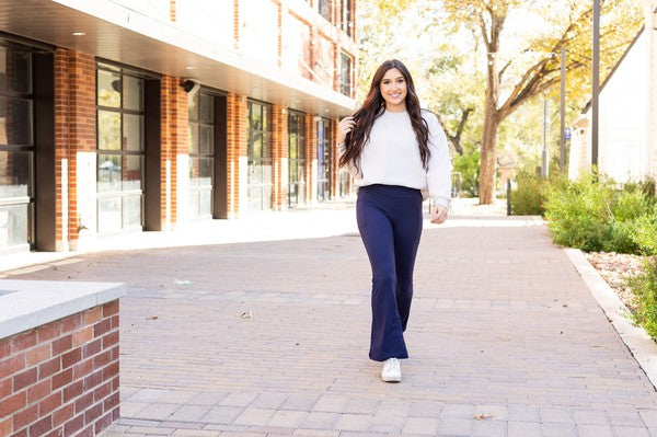 Navy Bootcut Leggings with Pockets