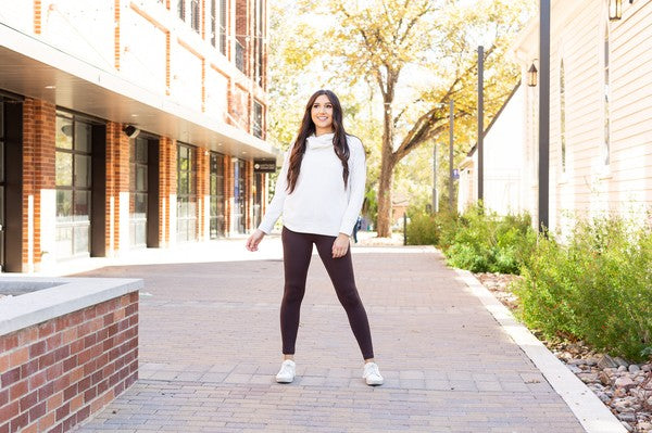 Brown Crossover Leggings with Pockets