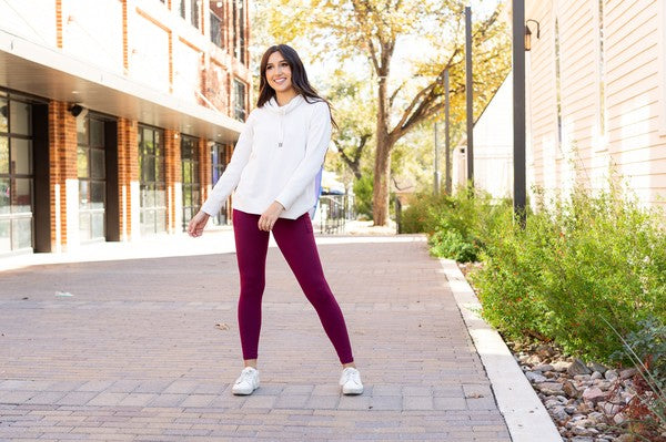 Maroon Crossover Leggings with Pockets