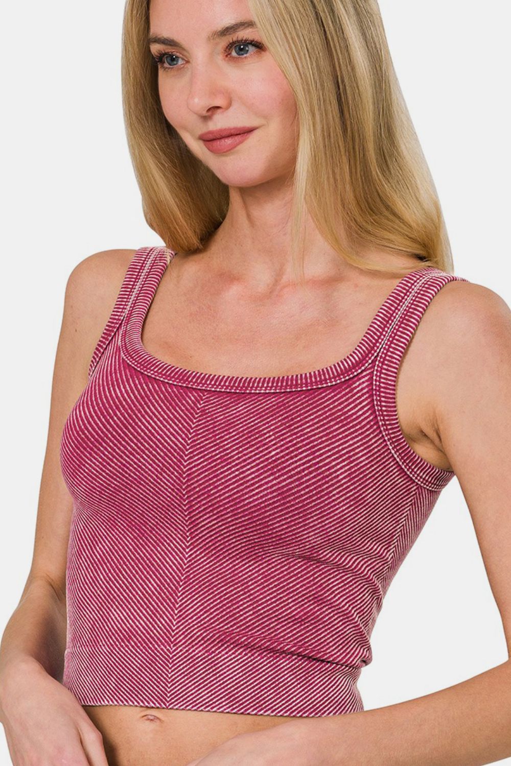 Stone Washed Ribbed Seamless Bra Tank Top