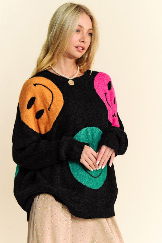 Black Round Neck Oversize Sweater