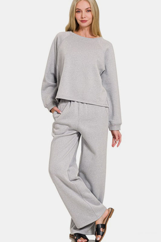 Fleece Raglan Sleeve Pullover & Sweatpants Set