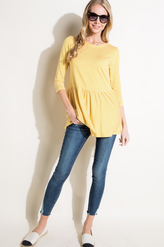 Plus Pin Stripe Babydoll Tunic Top