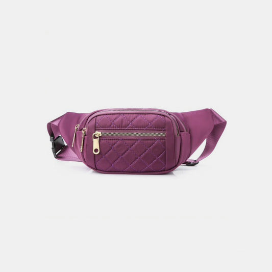 Quilted Multi Pocket Waist Belt Bag