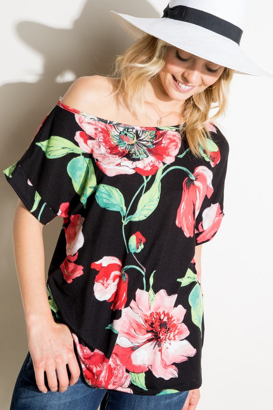 Floral One Shoulder Tee