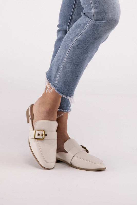 CHANTAL Buckle Backless Slides Loafer Shoes