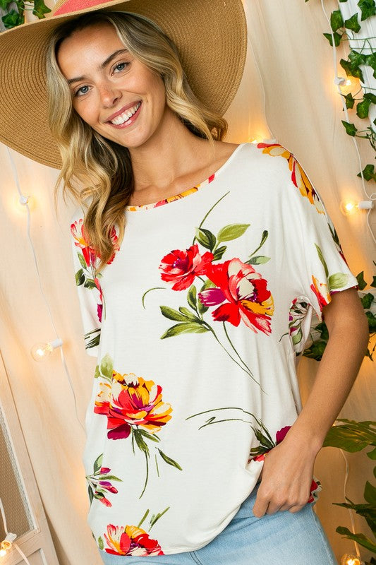 Floral Open Twist Back Top