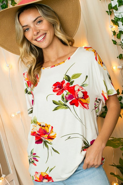 Floral Open Twist Back Top