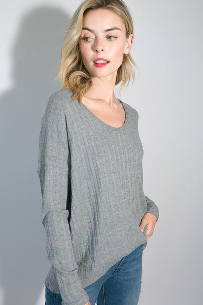 Plus Variegated Cashmere Long Sleeve Top