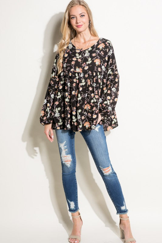 Floral Woven Babydoll Top