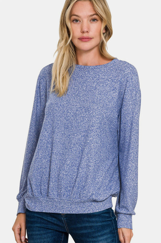 Soft Melange Round Neck Pullover