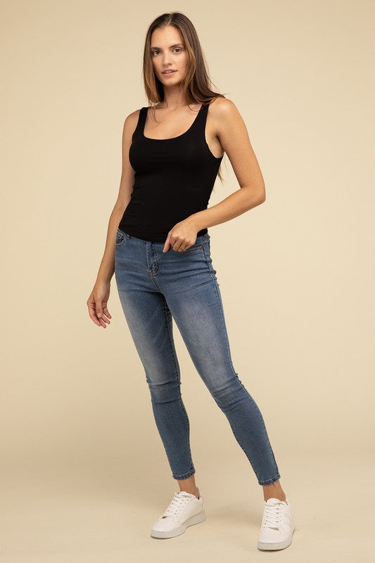 Double Layer Round Neck Tank Top