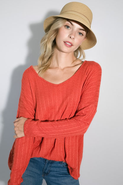 Variegated Cashmere Long Sleeve Top