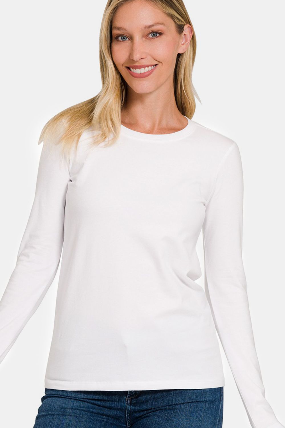 Cotton Crew Neck Long Sleeve T-Shirt