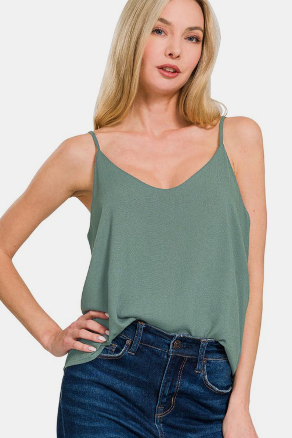 2 Layered Rayon Slub Woven Cropped Camisole