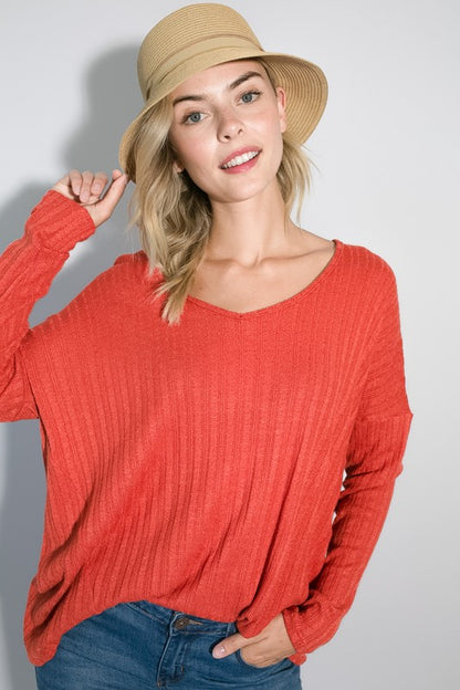 Variegated Cashmere Long Sleeve Top