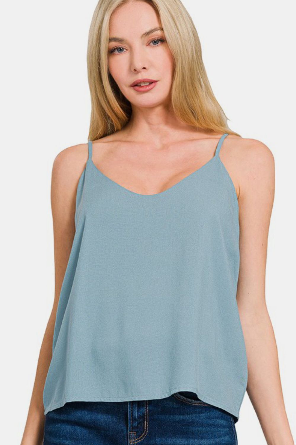 2 Layered Rayon Slub Woven Cropped Camisole