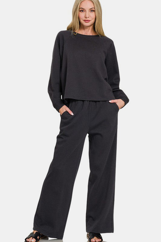 Fleece Raglan Sleeve Pullover & Sweatpants Set