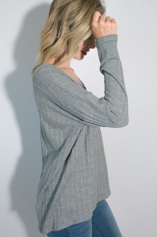 Variegated Cashmere Long Sleeve Top