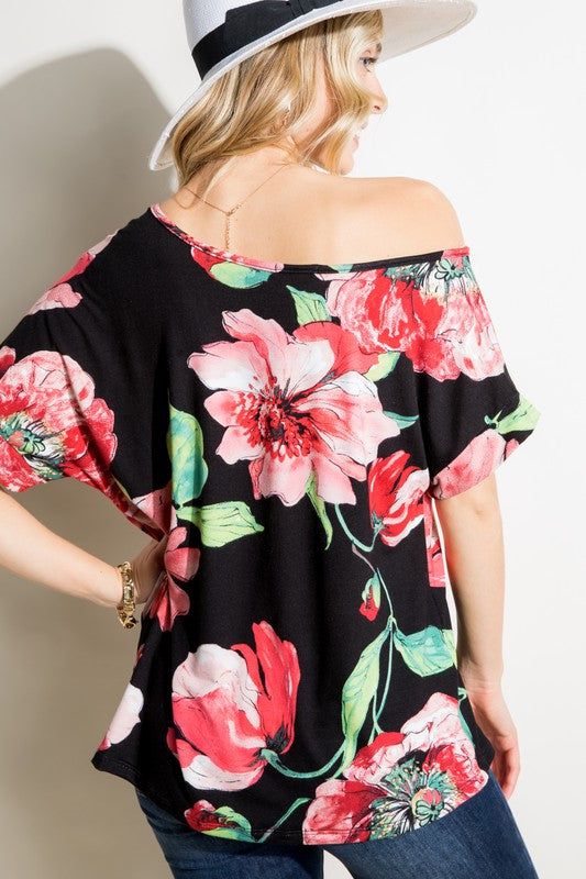 Floral One Shoulder Tee