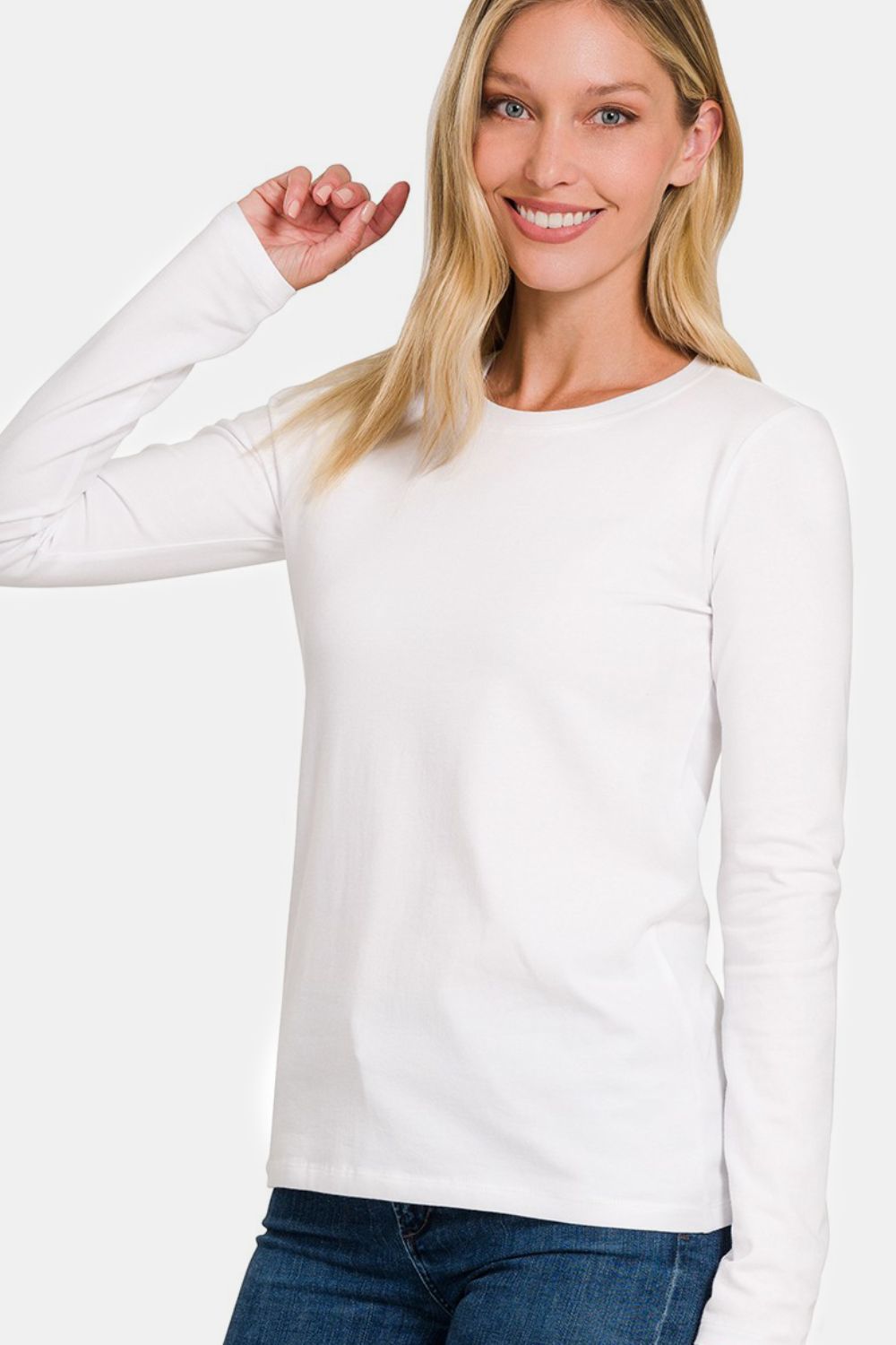 Cotton Crew Neck Long Sleeve T-Shirt