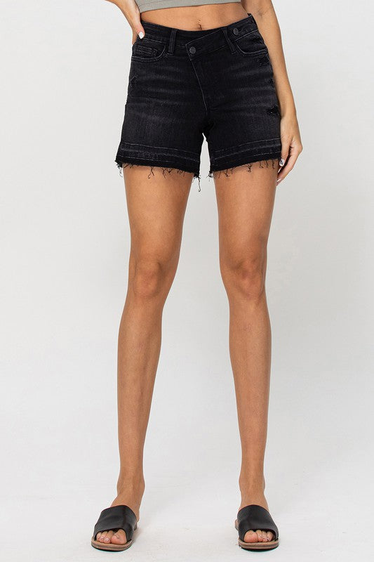 High Rise Criss Cross Stretch Shorts